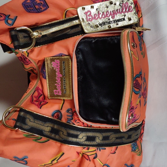 Betseyville by Betsey Johnson Silky Print Fabric Hobo Style Shoulder Bag - Picture 9 of 12